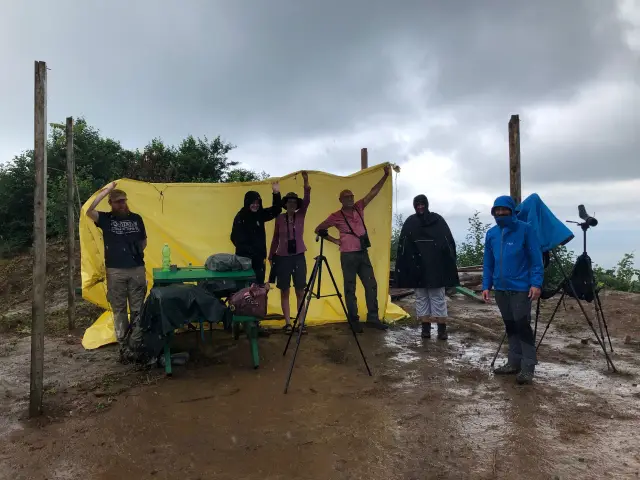 Behind-the-scenes photo from the 2018 Batumi Raptor Count autumn season