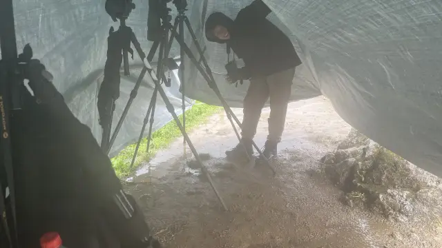Behind-the-scenes photo from the 2023 Batumi Raptor Count autumn season