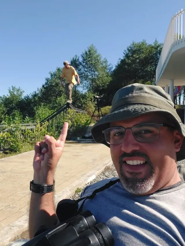 Behind-the-scenes photo from the 2023 Batumi Raptor Count autumn season