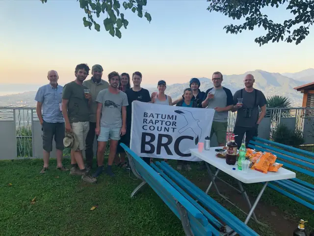 Behind-the-scenes photo from the 2019 Batumi Raptor Count autumn season