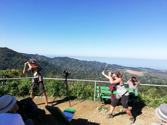 Behind-the-scenes photo from the 2018 Batumi Raptor Count autumn season