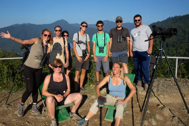 Behind-the-scenes photo from the 2018 Batumi Raptor Count autumn season