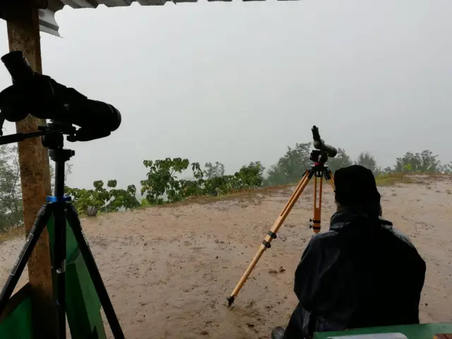 Behind-the-scenes photo from the 2018 Batumi Raptor Count autumn season